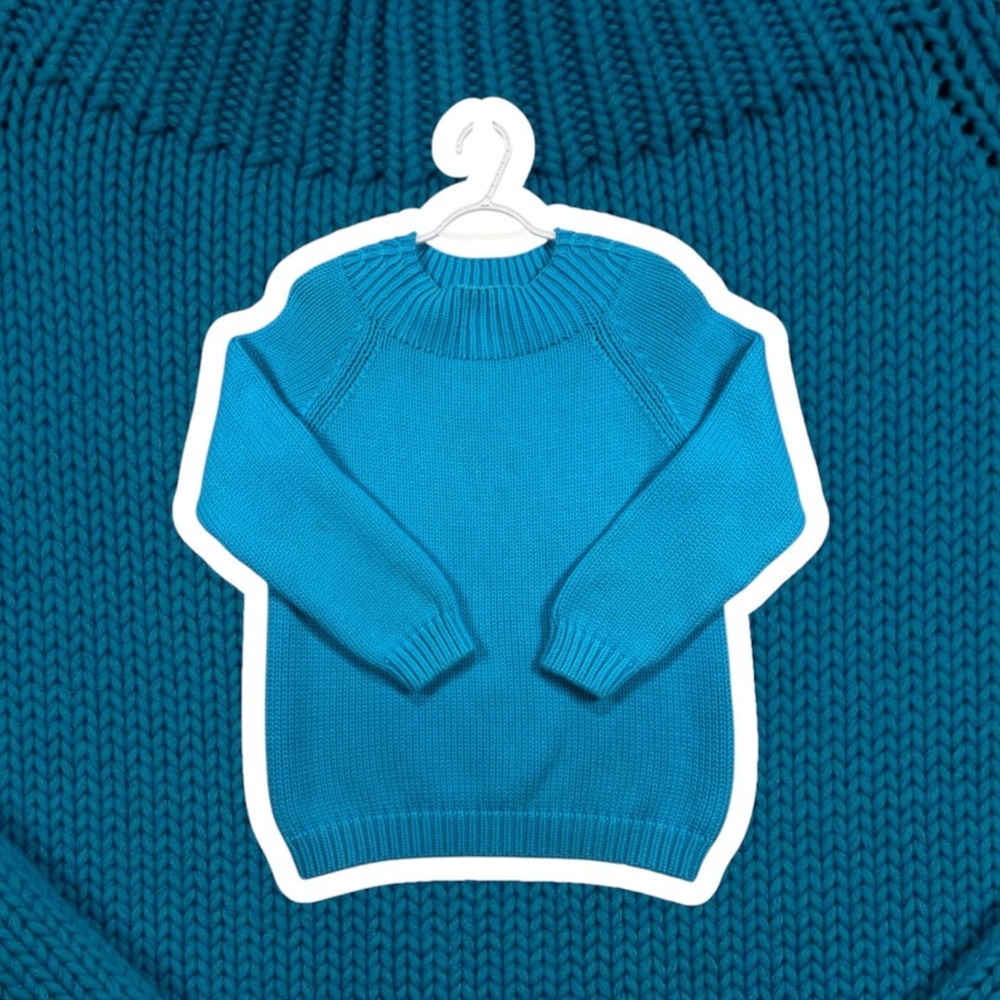 Lauren Ralph Lauren Womens Knit Sweater Large L Turquoise Blue Cotton Crewneck